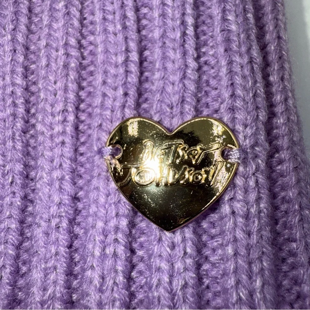 Betsy Johnson Knit Pom Beanie Lavender